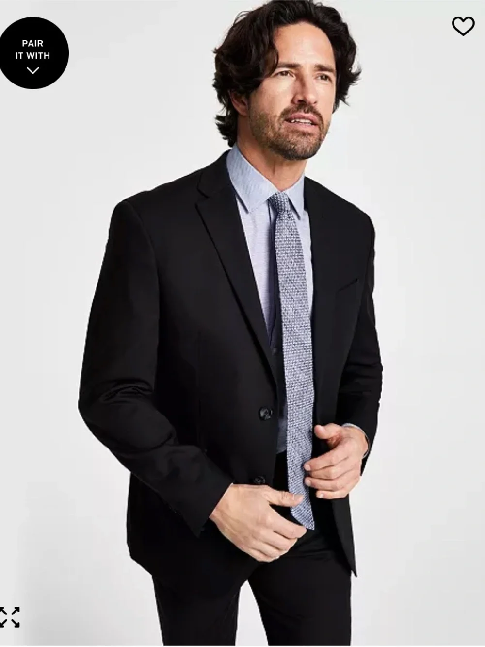 Black Kenneth Cole Reaction Men's Black Two-Button Suit Blazer & Pants Set